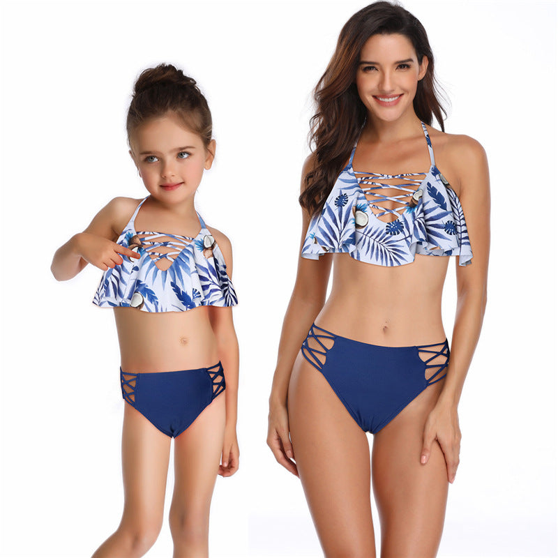 Ruffle Halter Laces Two Piece Bikini