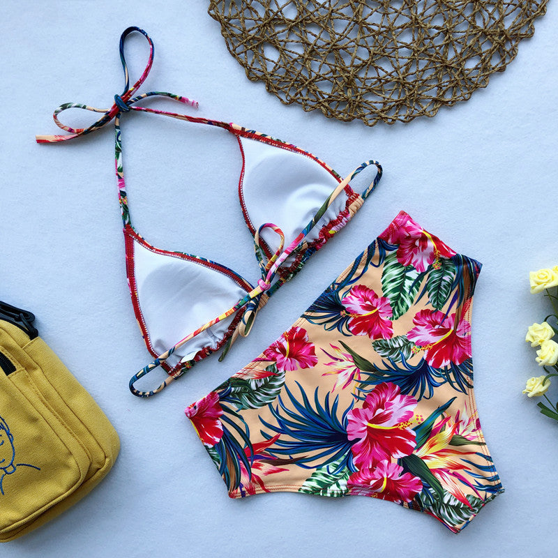 FLORAL YELLOW PARADISE HIGH-WAISTED BIKINI