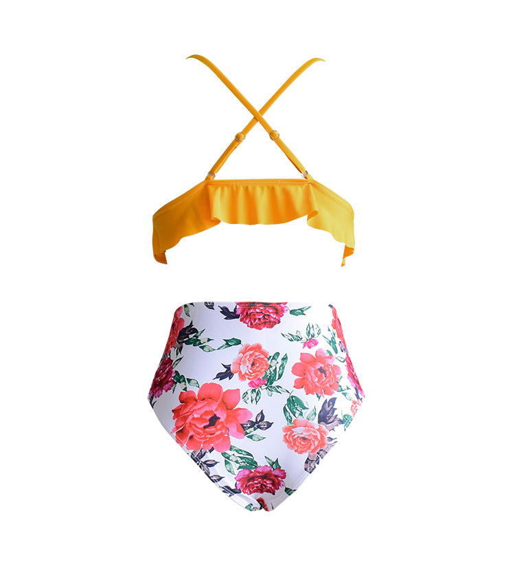 FLORAL YELLOW/WHITE RUFFLE BIKINI