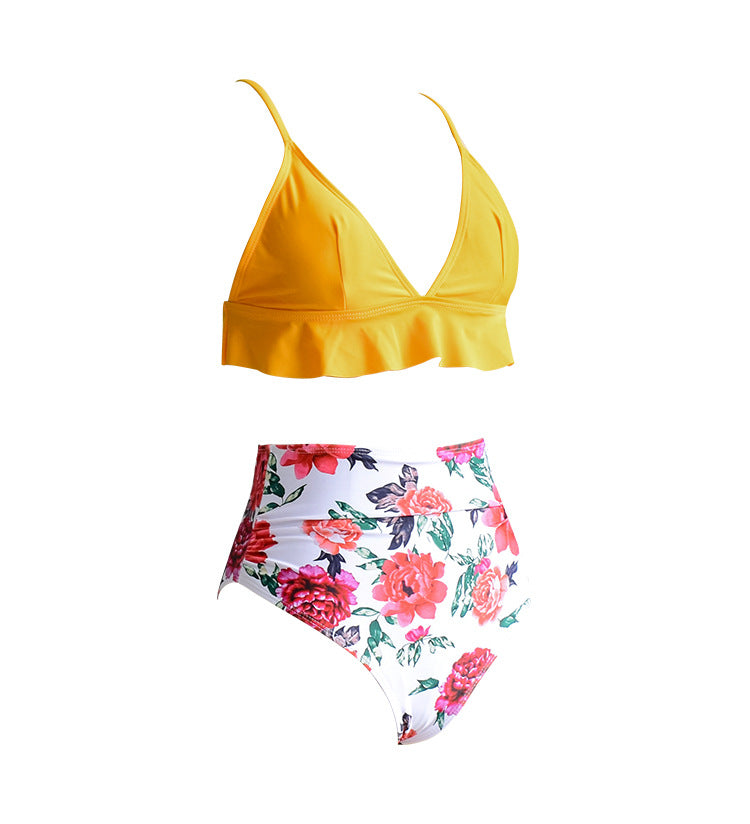 FLORAL YELLOW/WHITE RUFFLE BIKINI