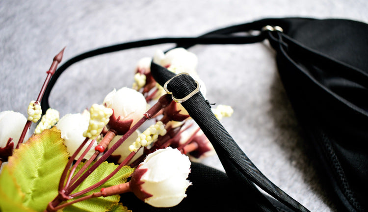 FLORAL BLACK RUFFLE BIKINI