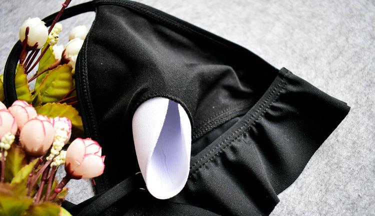 FLORAL BLACK RUFFLE BIKINI