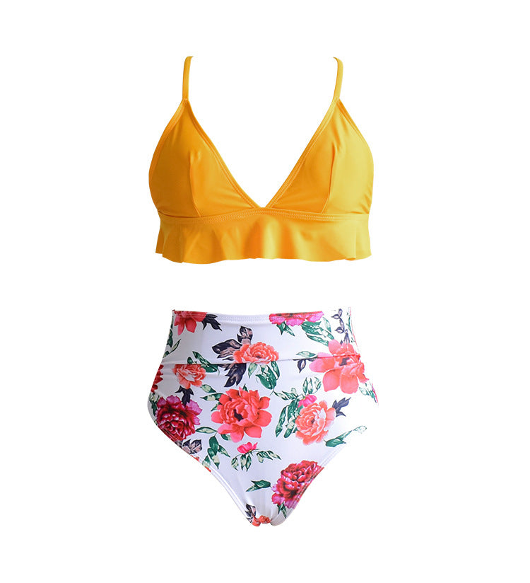 FLORAL YELLOW/WHITE RUFFLE BIKINI