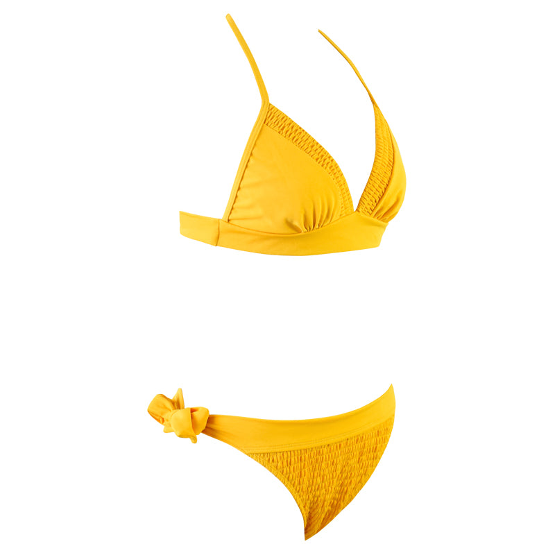 YELLOW HALTER TRIANGLE BIKINI