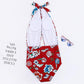 RED FLORAL WRAP ONE-PIECE SWIMSUIT
