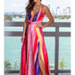 COCKTAIL MAXI DRESS BLUE STRIPE