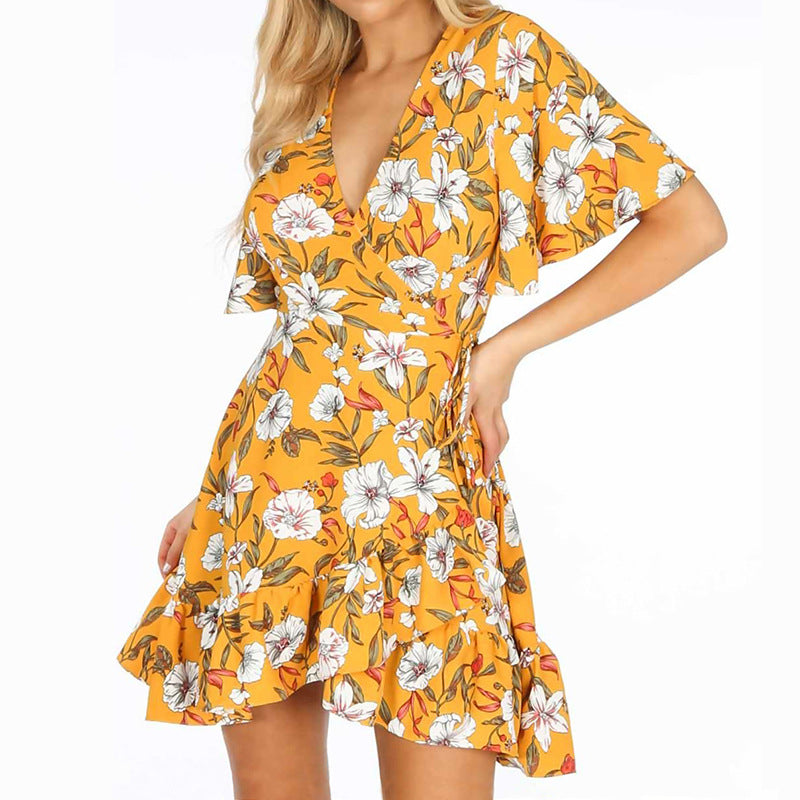 Mini Floral Wrap Dress