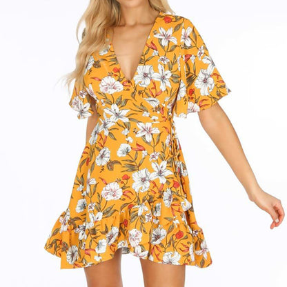 Mini Floral Wrap Dress