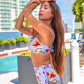 Violet Floral Strappy Bikini