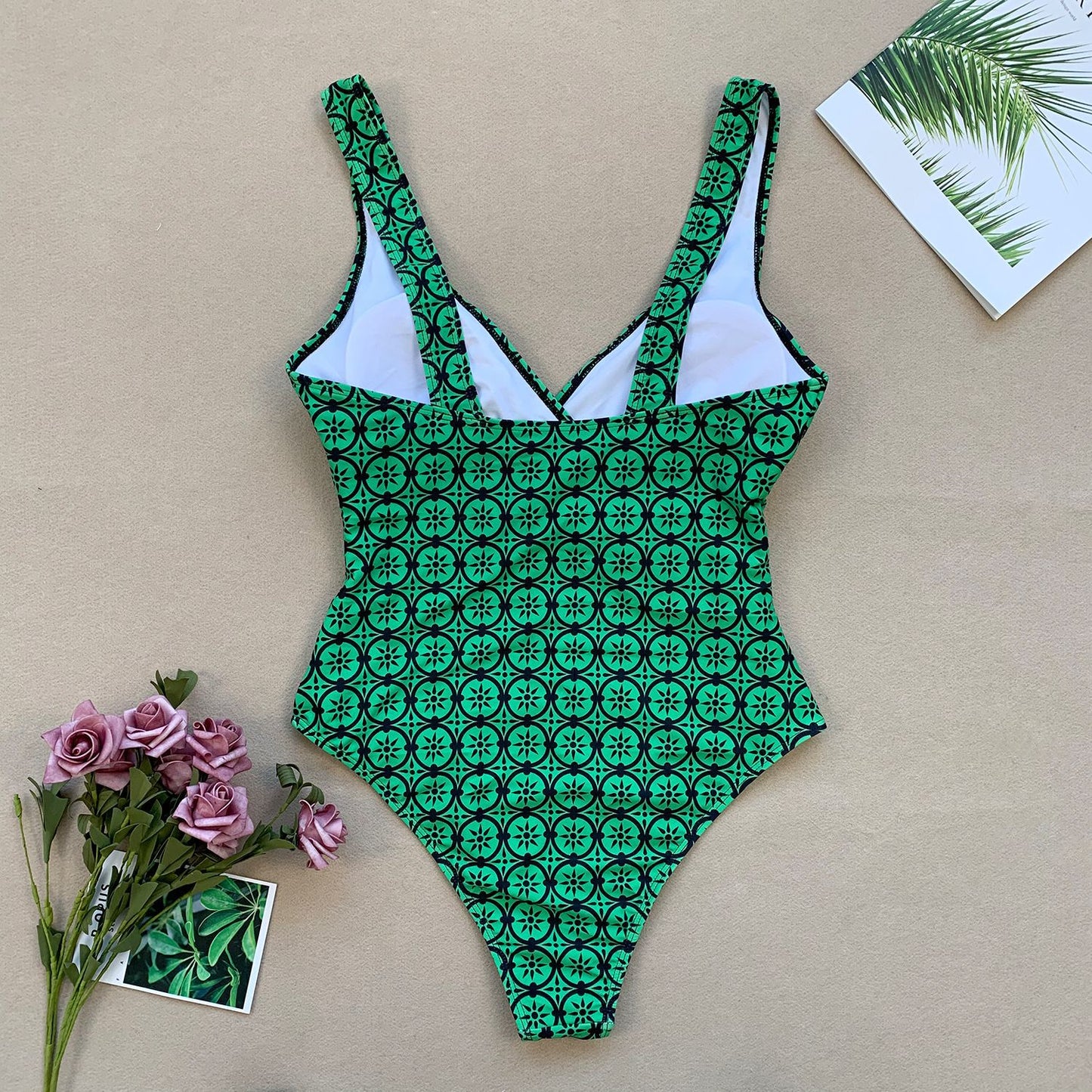 V-NECK TUMMY CONTROL ONE PIECE SWIMSUIT