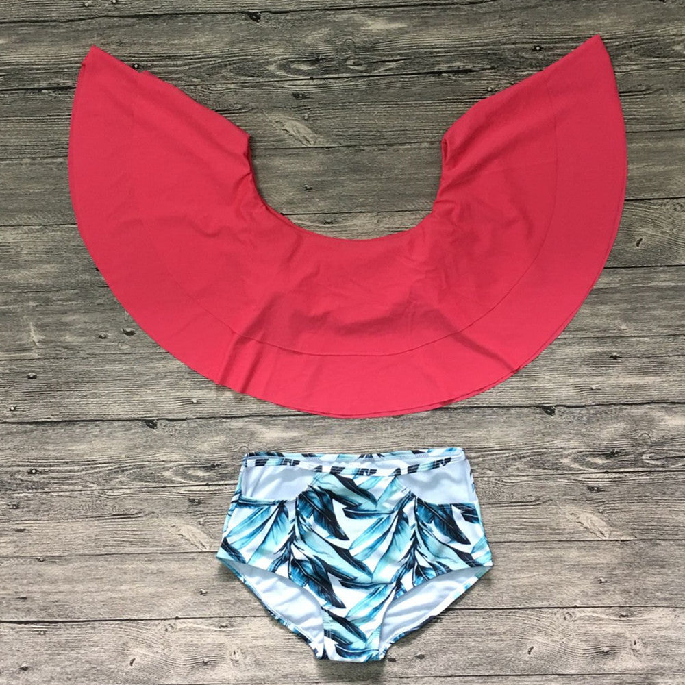 HIGH WAIST OFF SHOULDER RUFFLE BIKINI