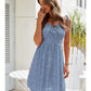 MINI FLORAL SPAGHETTI  STRAP BLUE DRESS