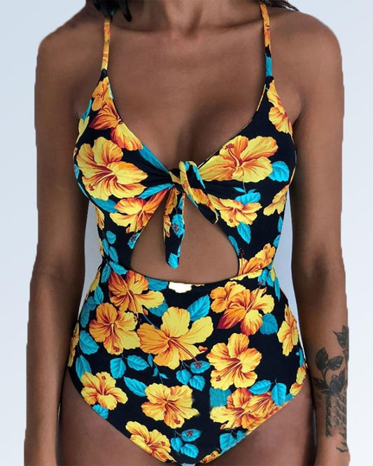 FLORAL HIGH CUT ONE PIECE SWIMSUIT