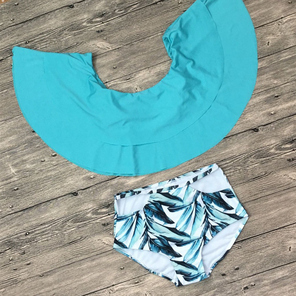 HIGH WAIST OFF SHOULDER RUFFLE BIKINI