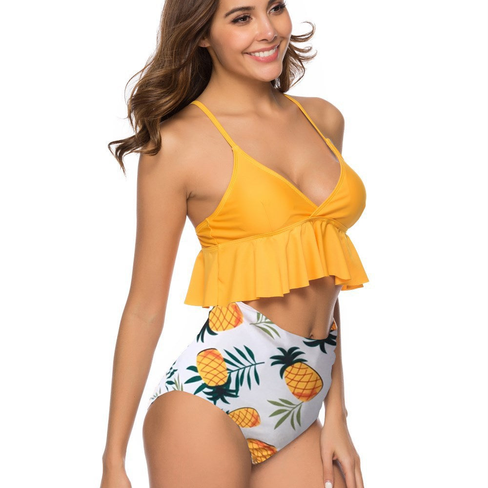 RUFFLE HIGH WAISTED V-NECK  BIKINI