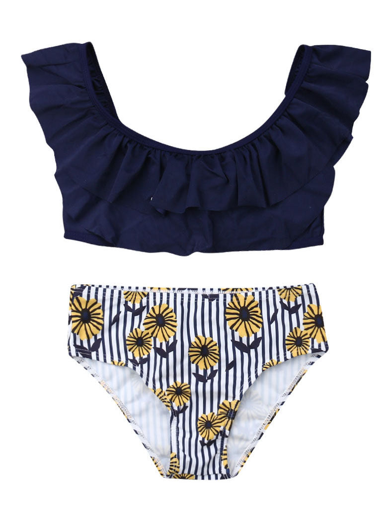 SUNFLOWER NAVY HIGH WAIST BIKINI Swimsuit