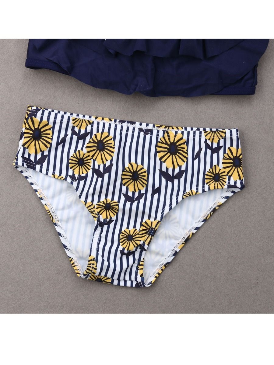 SUNFLOWER NAVY HIGH WAIST BIKINI Swimsuit