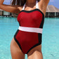 HALTER COLOR-BLOCK ONE PIECE SWIMSUIT