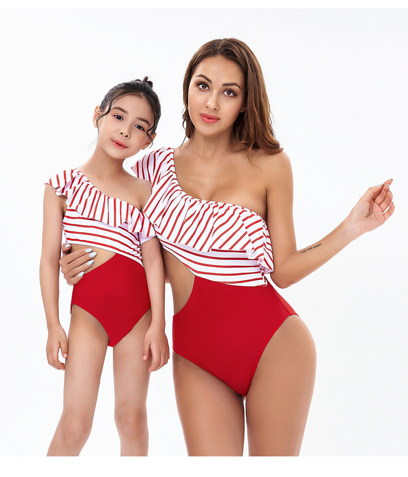 Red Off Shoulder Swimsuit