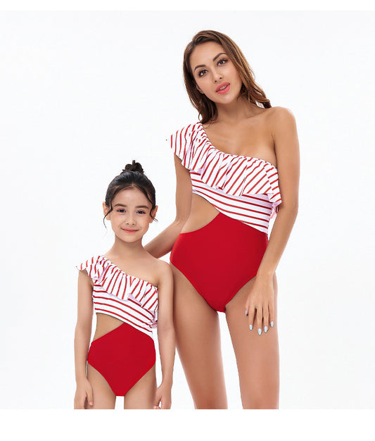 Red Off Shoulder Swimsuit