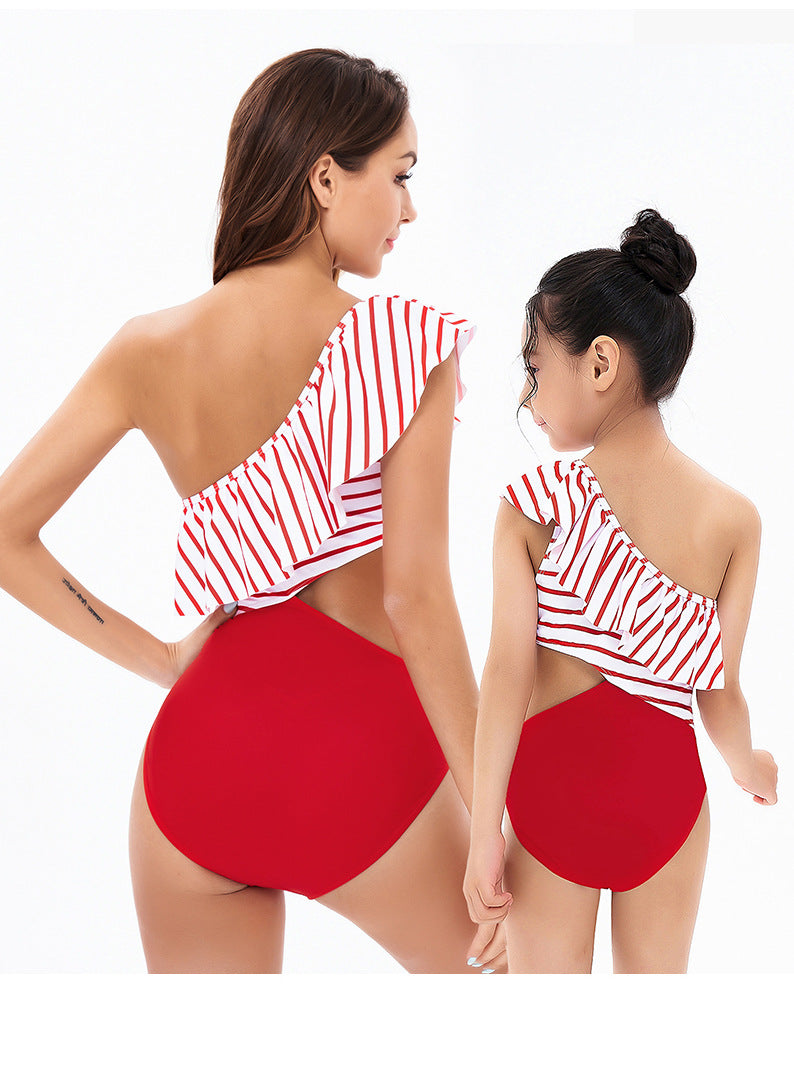 Red Off Shoulder Swimsuit