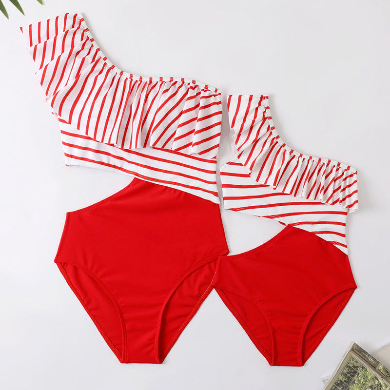 Red Off Shoulder Swimsuit