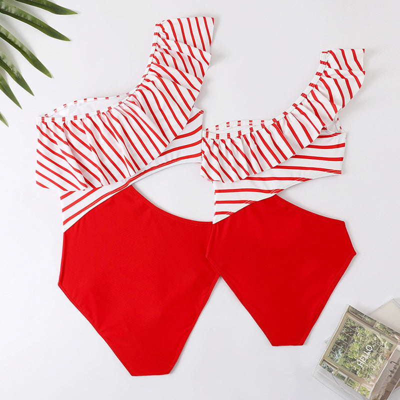 Red Off Shoulder Swimsuit