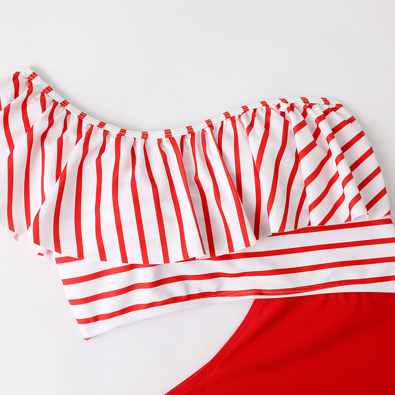 Red Off Shoulder Swimsuit