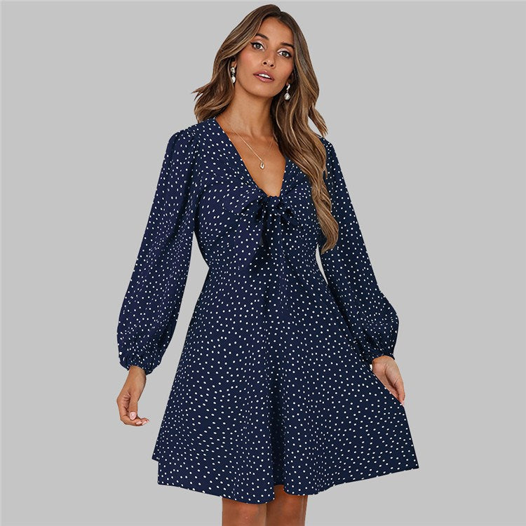 Tie Front Polka Dot Mini Dress