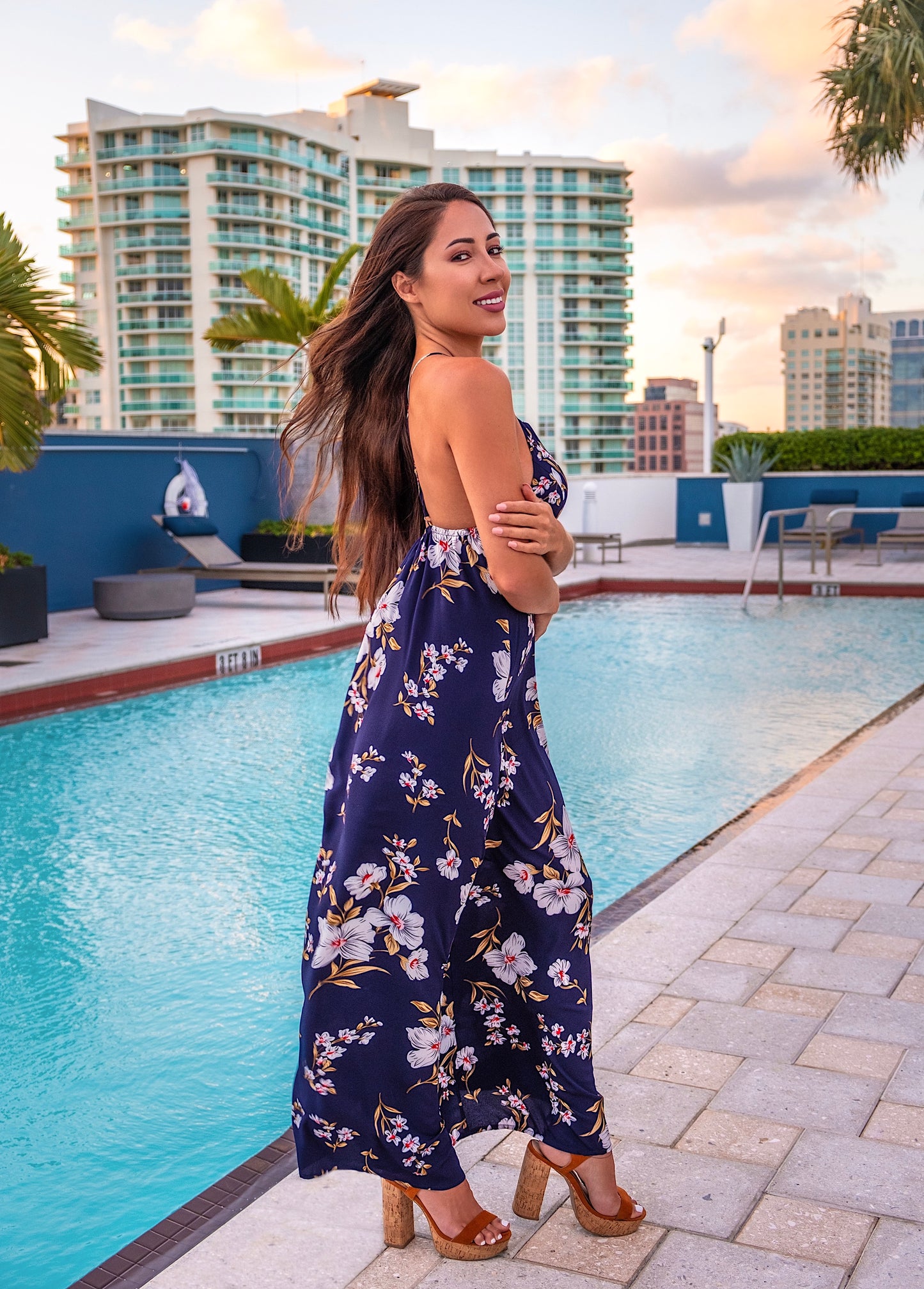 Backless Summer Floral Maxi Dress