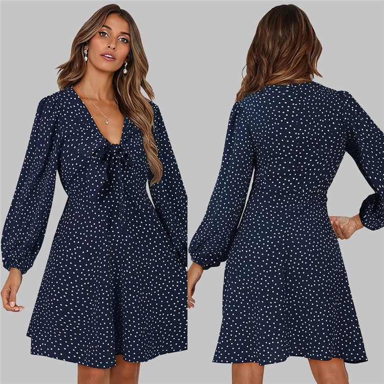 Tie Front Polka Dot Mini Dress