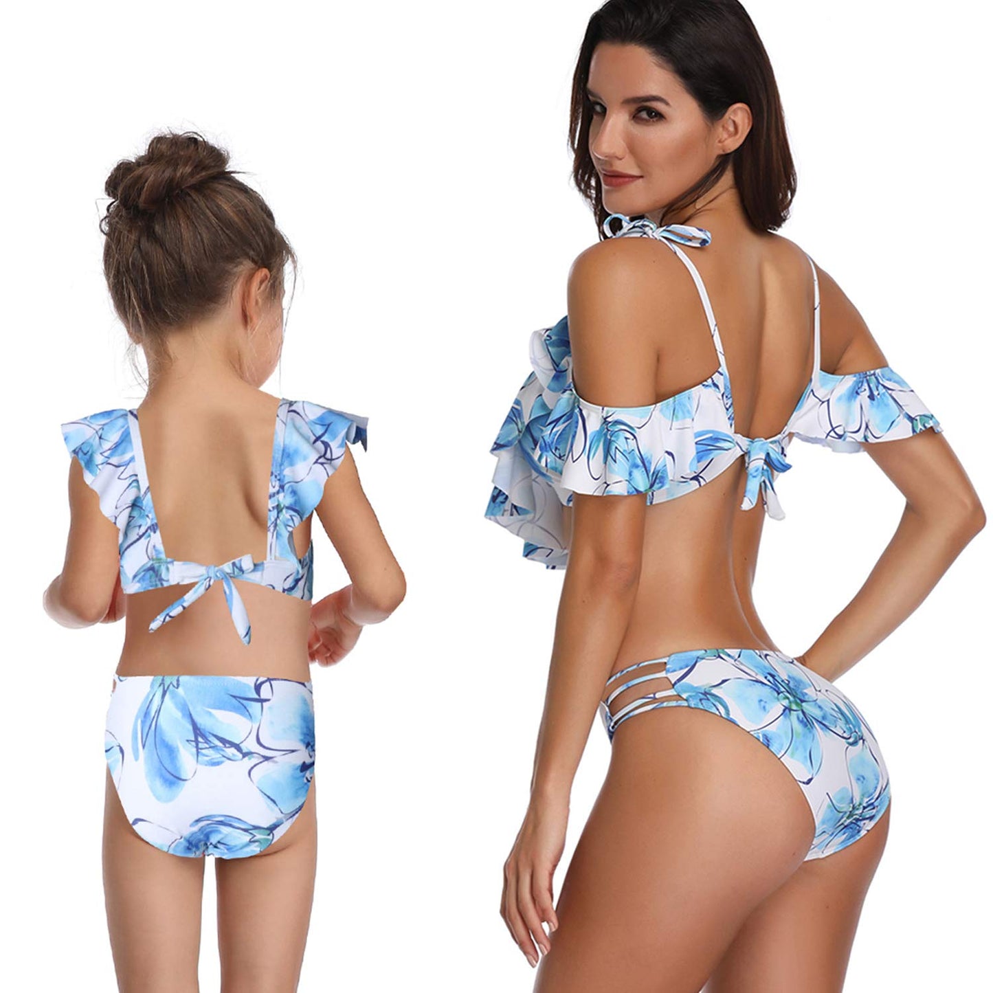 Ruffle V-Neck Two Piece Bikini Set