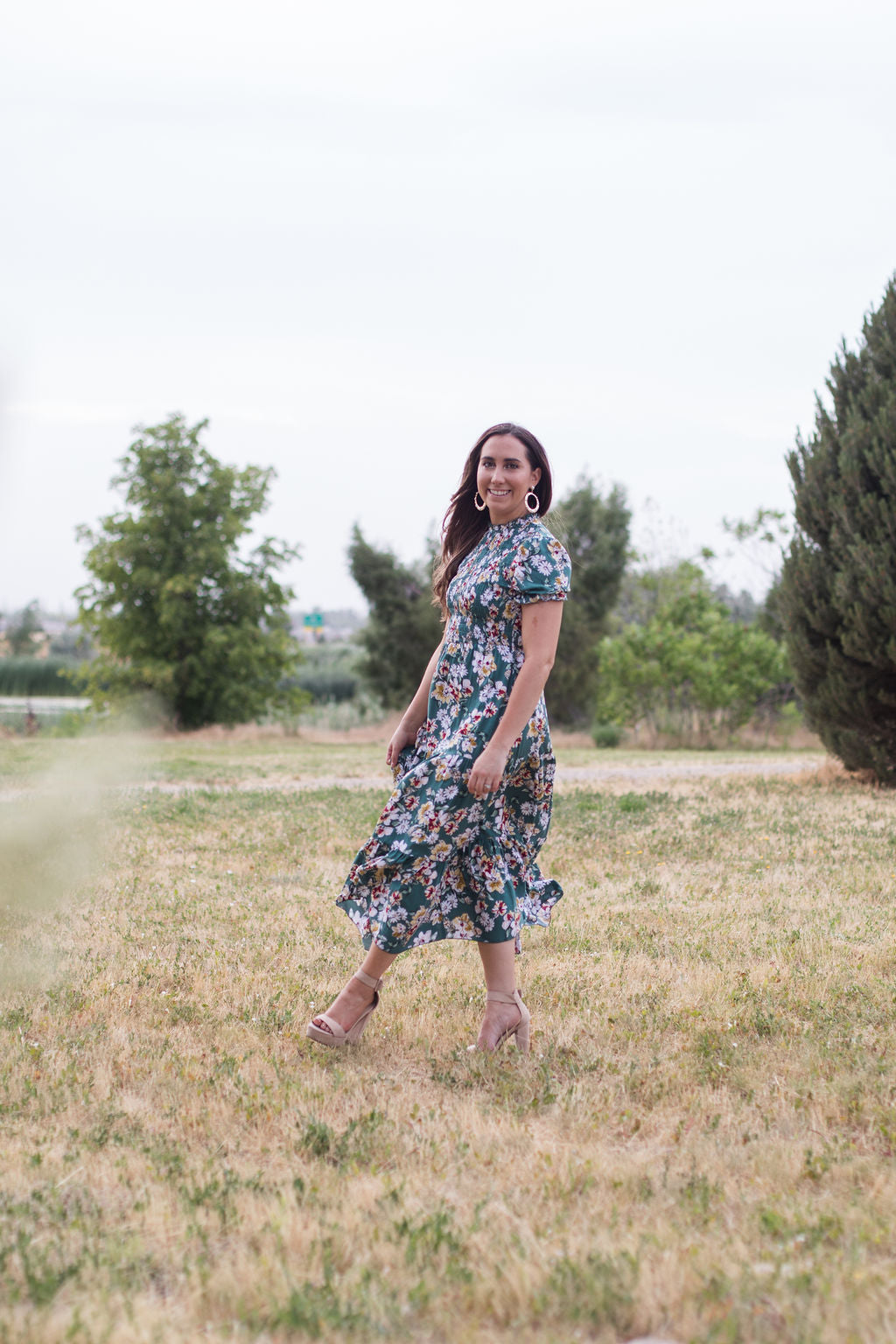 Mira Smoked Floral Midi Dress