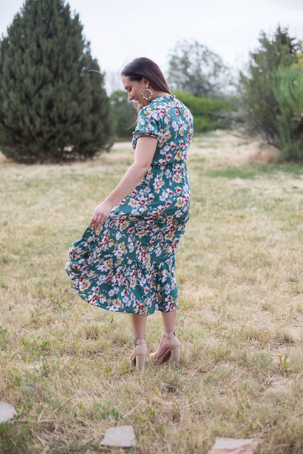 Mira Smoked Floral Midi Dress