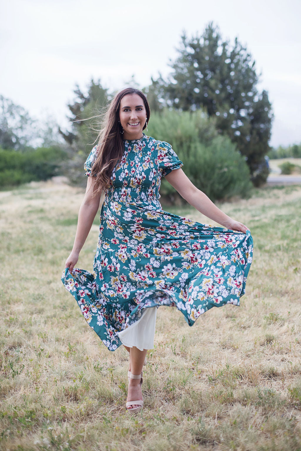 Mira Smoked Floral Midi Dress