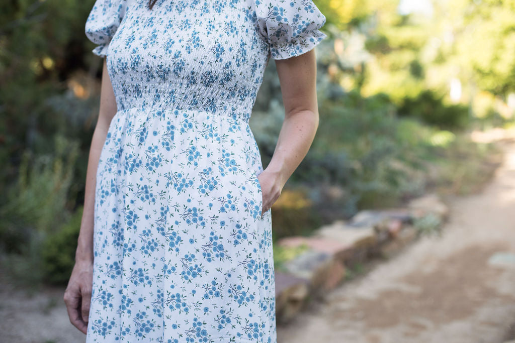 Ella Midi Blue Floral Dress