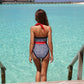 HALTER COLOR-BLOCK ONE PIECE SWIMSUIT