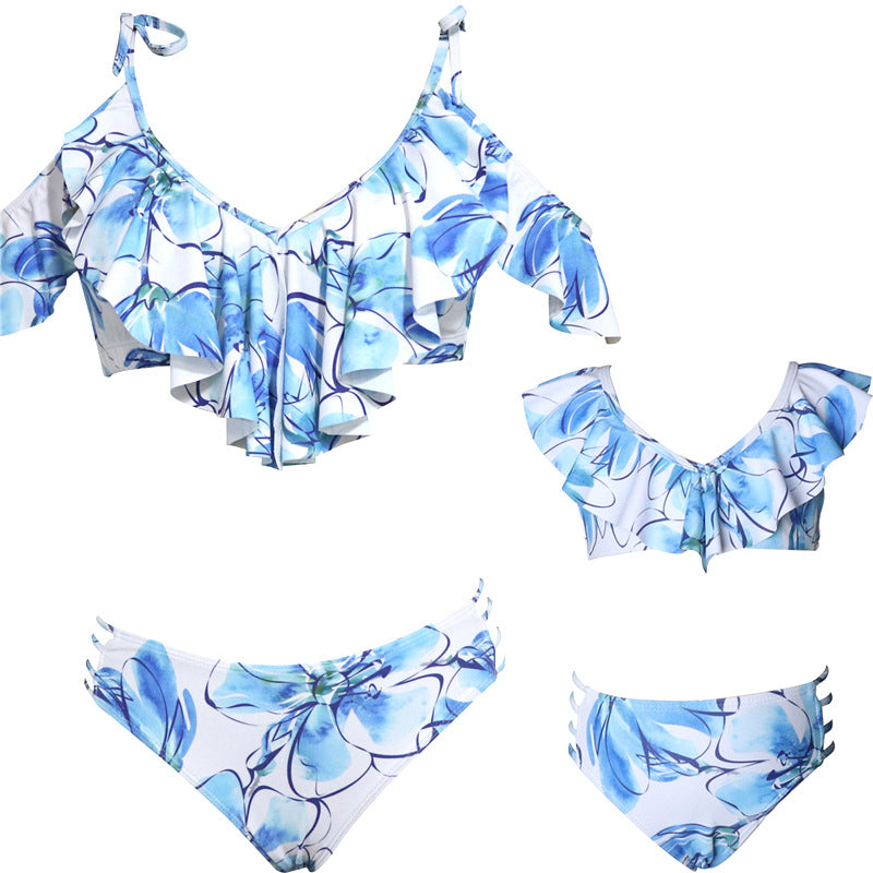 Ruffle V-Neck Two Piece Bikini Set