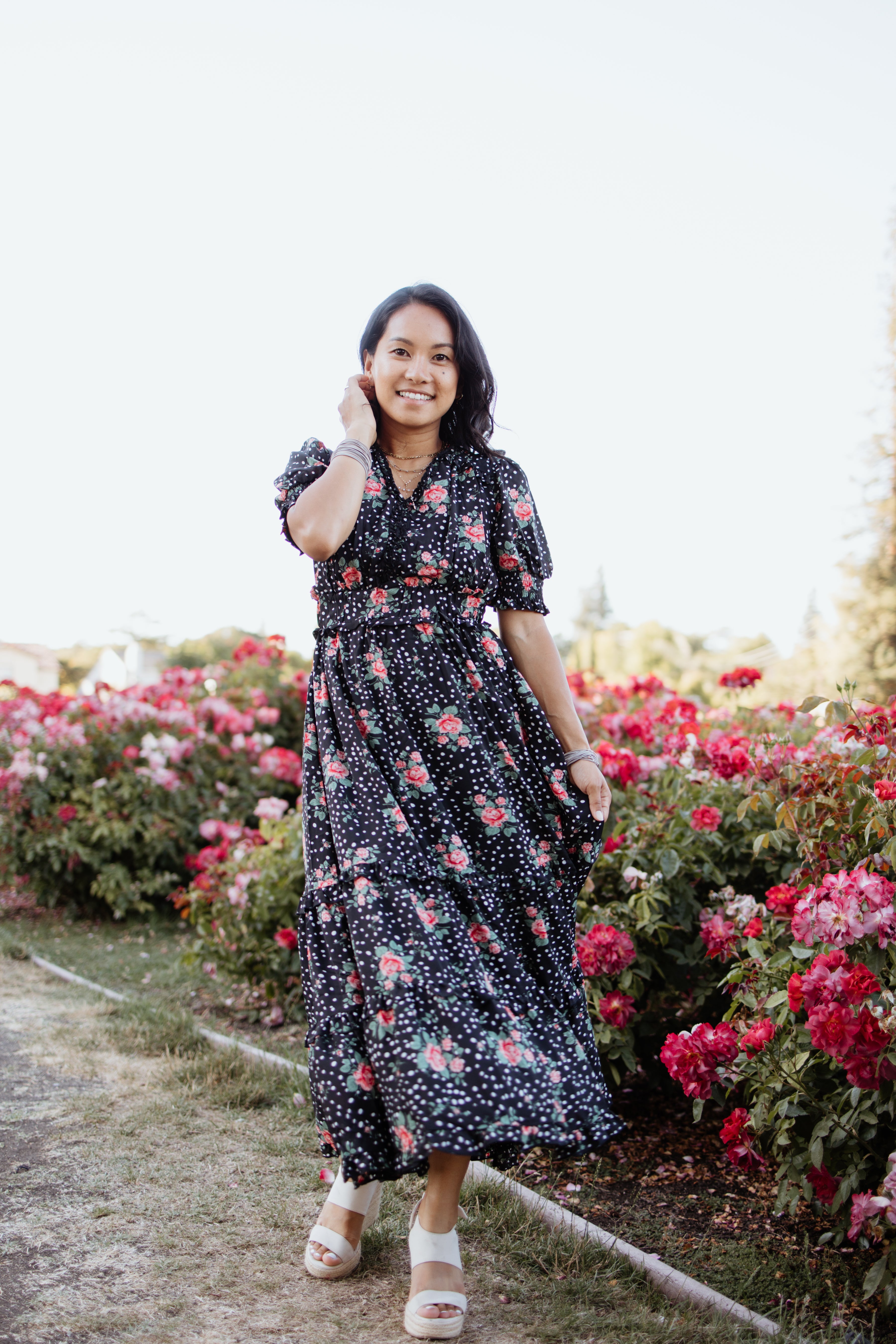 Black flower maxi clearance dress