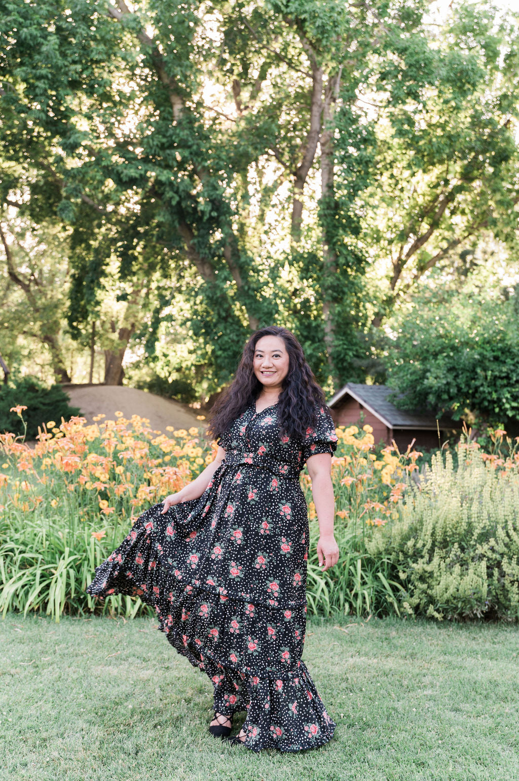 Sienna Black Floral  Maxi Dress