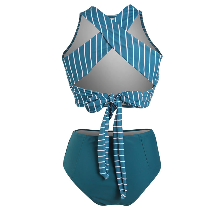 BLUE STRIPED WRAP BIKINI