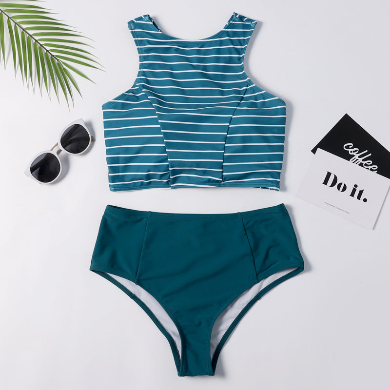 BLUE STRIPED WRAP BIKINI