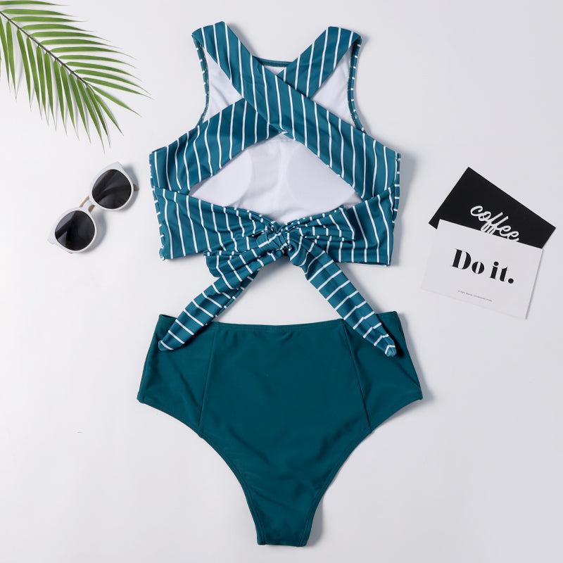 BLUE STRIPED WRAP BIKINI