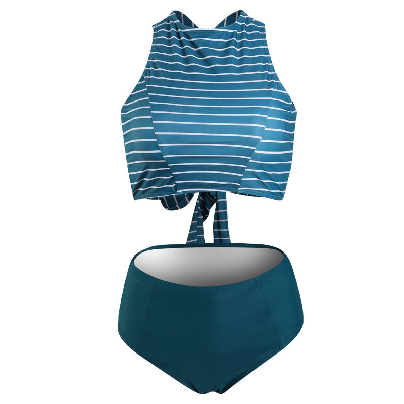 BLUE STRIPED WRAP BIKINI