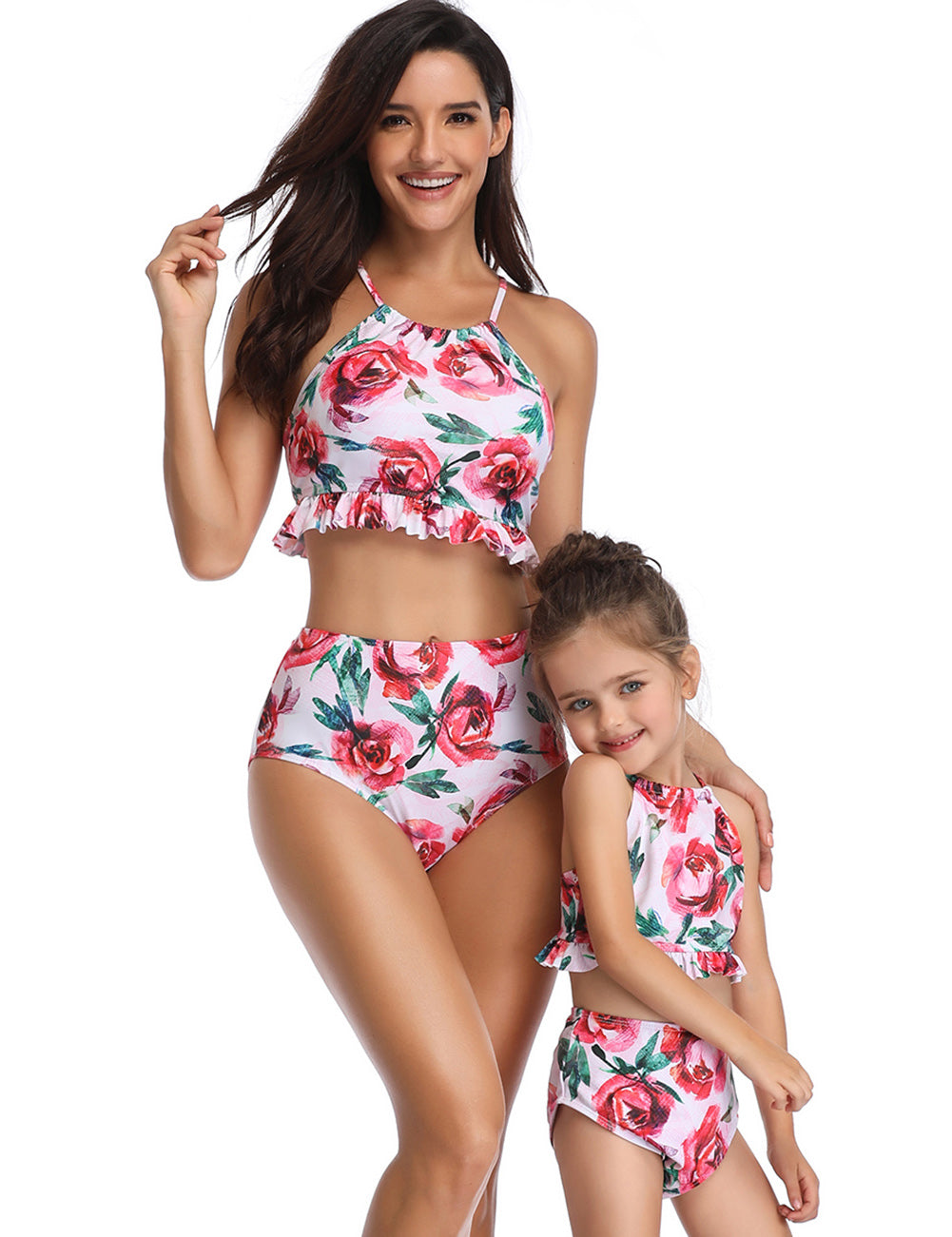 Halter Floral High Waisted Two Piece Bikini