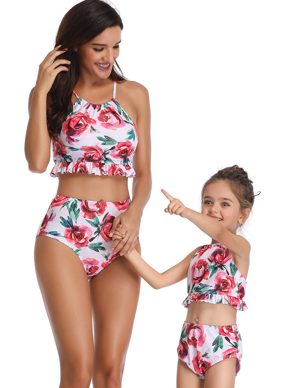 Halter Floral High Waisted Two Piece Bikini