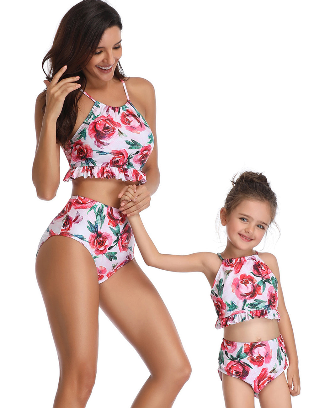 Halter Floral High Waisted Two Piece Bikini