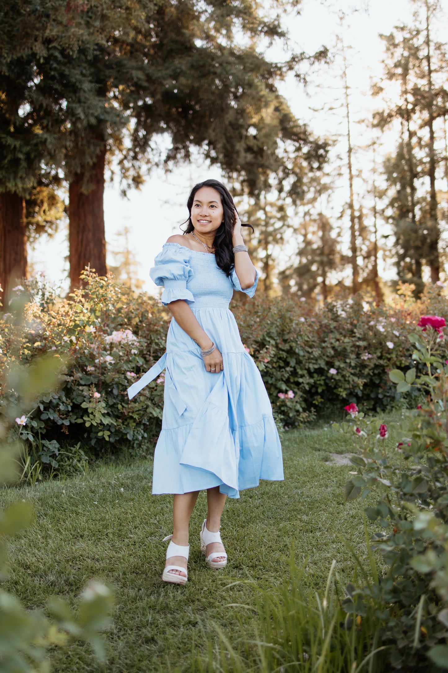 Nadine Jacquard Blue Cotton Dress