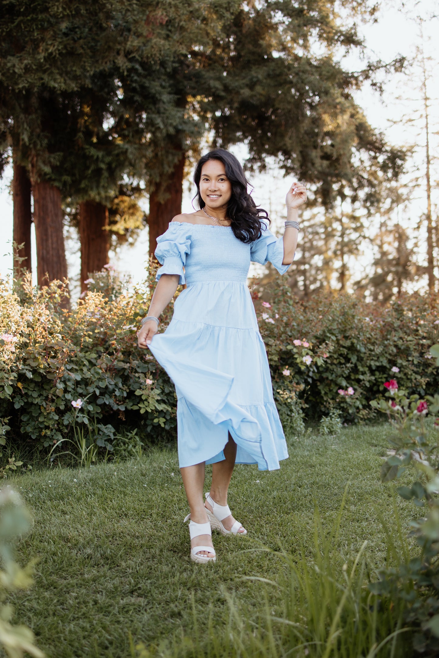 Nadine Jacquard Blue Cotton Dress