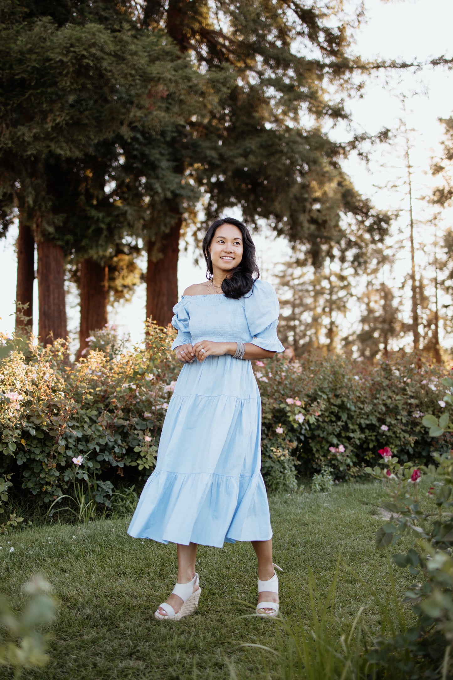 Nadine Jacquard Blue Cotton Dress